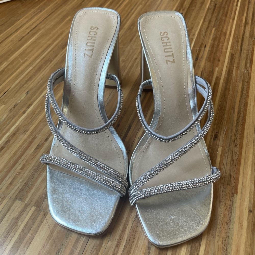 Brand new Schutz crystal silver sandal